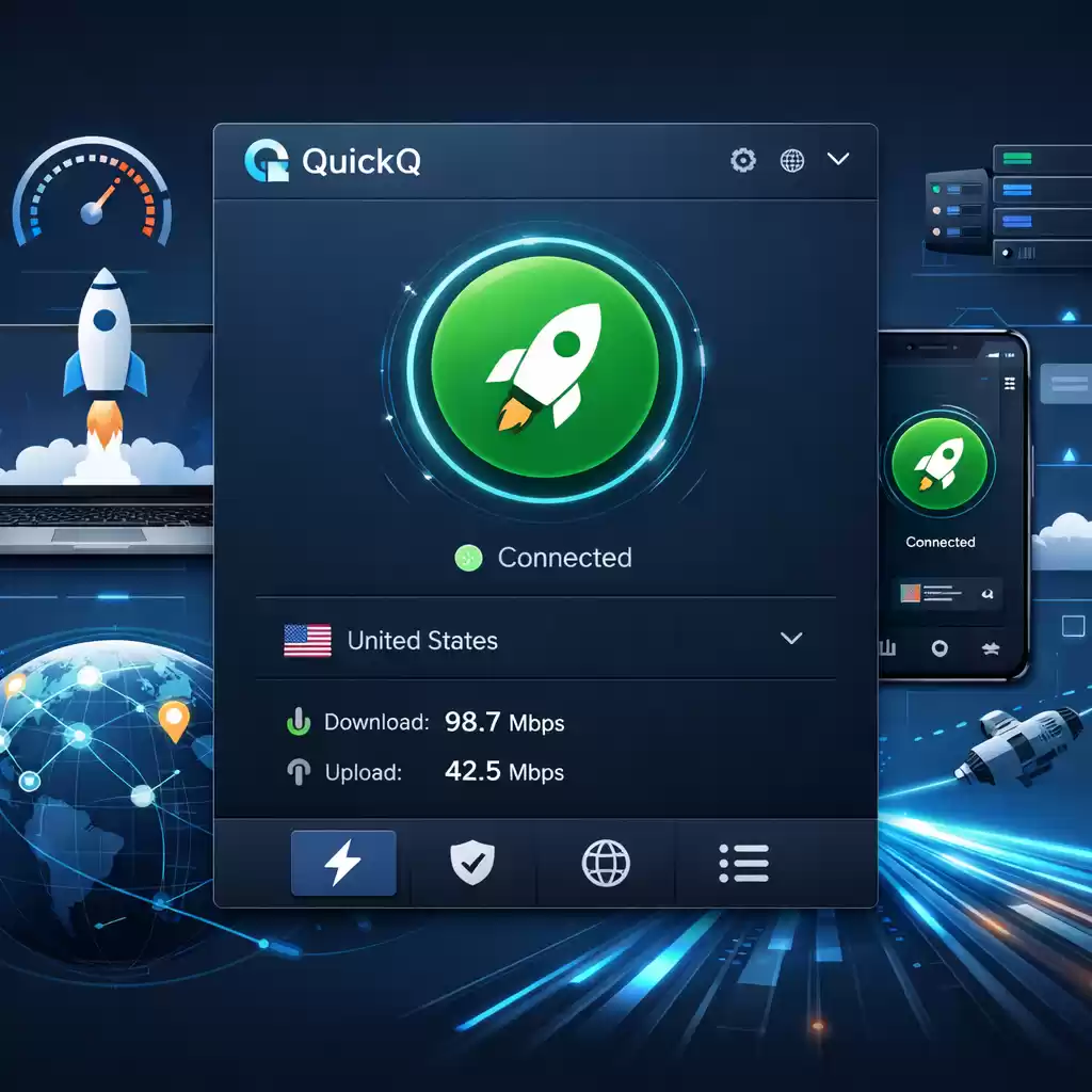 QuickQ 网络加速状态示意